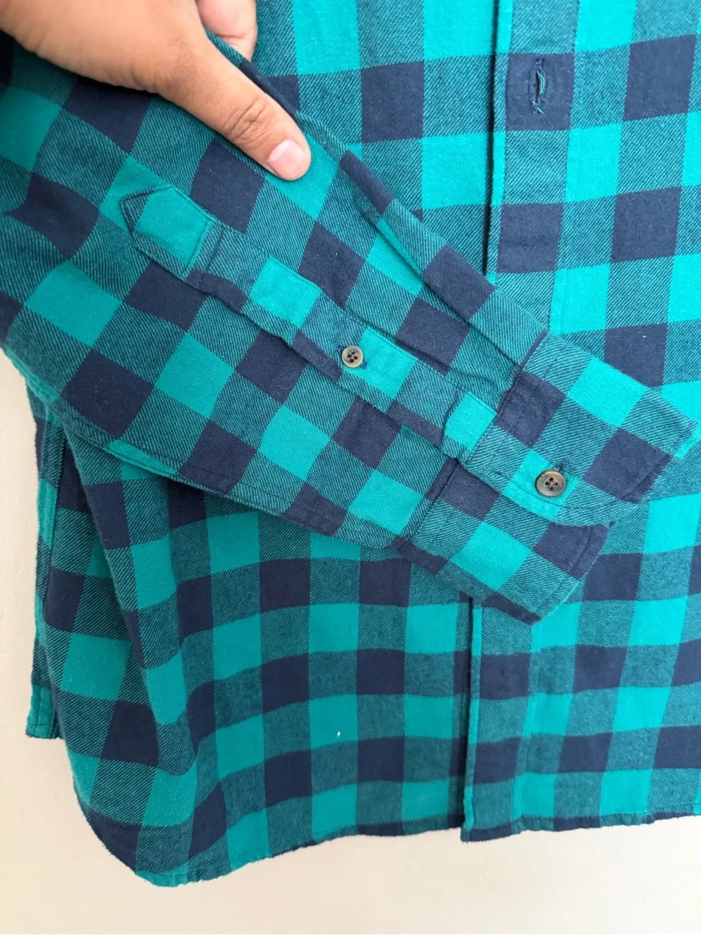 J. Crew Teal & Navy Buffalo Plaid Button-Down Shirt